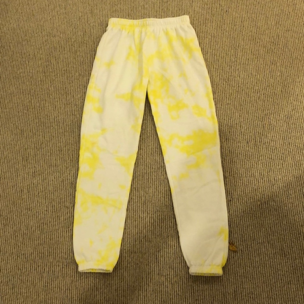 Yellow and white tie dye sweatpants